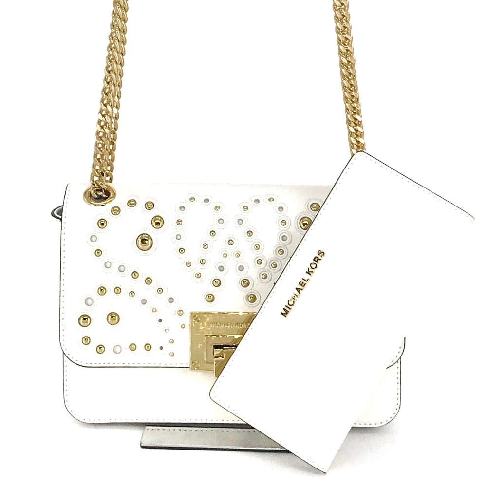 2PCS Michael Kors Tina Studded Shoulder Bag Wallet